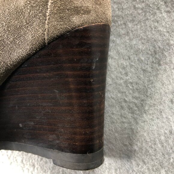 Franco Sarto Womens Sz7 Taupe Beige Suede Lace Up Wedge Ankle Boots, Weston - Picture 7 of 12